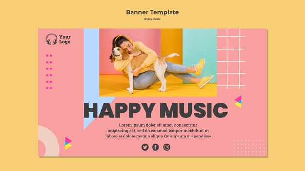 Modello di banner per ascoltare musica