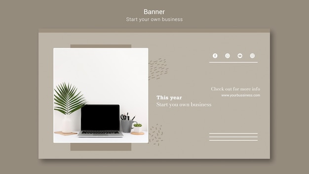 Modello di banner per avviare un'attività in proprio
