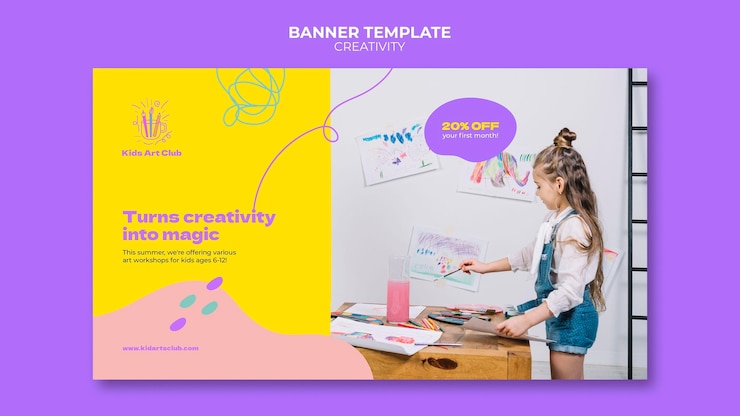 PSD gratuito modello di banner per bambini creativi