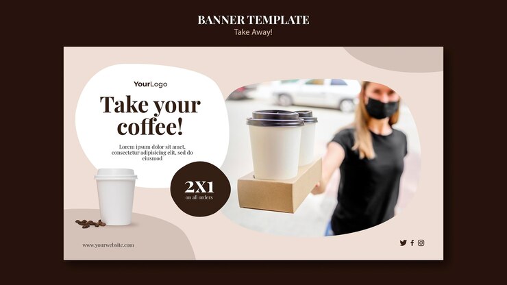 PSD gratuito modello di banner per caffè da asporto