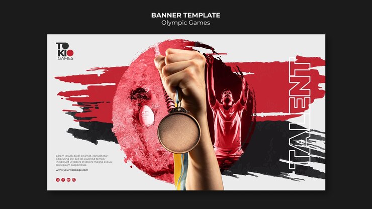 PSD gratuito modello di banner per competizioni sportive internazionali