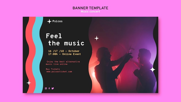 Modello di banner per concerti di musica moderna