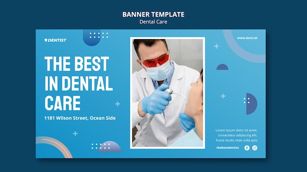 Modello di banner per cure odontoiatriche dal design piatto