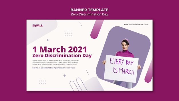 Modello di banner per eventi di giorno di discriminazione zero