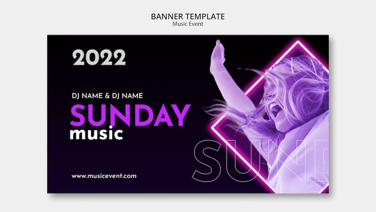 PSD gratuito modello di banner per eventi musicali sfumati
