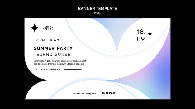 Modello di banner per feste di musica techno