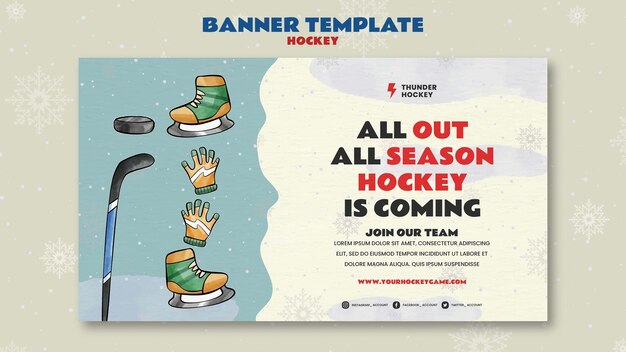 Modello di banner per giocare a hockey