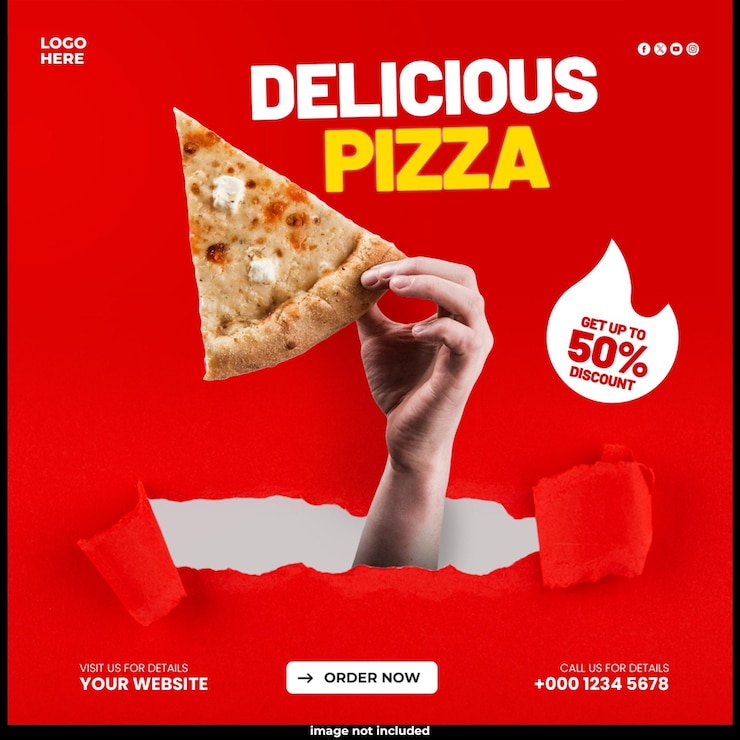 PSD gratuito modello di banner per i social media di delicious pizza