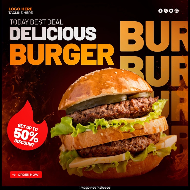 PSD gratuito modello di banner per i social media di super delicious burger