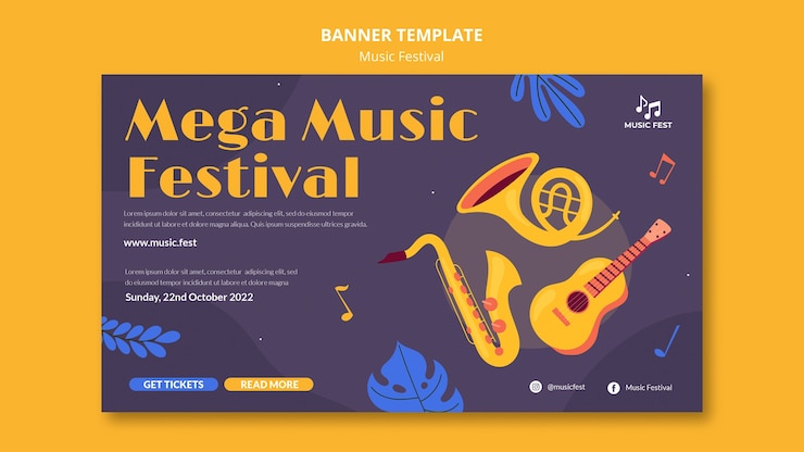 PSD gratuito modello di banner per il design del festival musicale