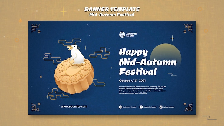PSD gratuito modello di banner per il festival di metà autunno