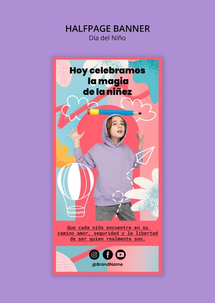 Modello di banner per la celebrazione del Dia del Nino