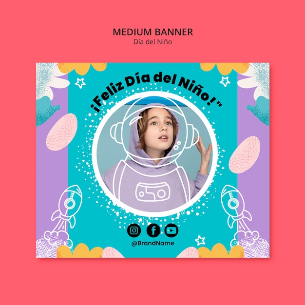 Modello di banner per la celebrazione del Dia del Nino
