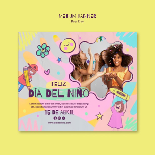 Modello di banner per la celebrazione del Dia del Nino
