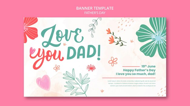 Modello di banner per la celebrazione della festa del papà floreale