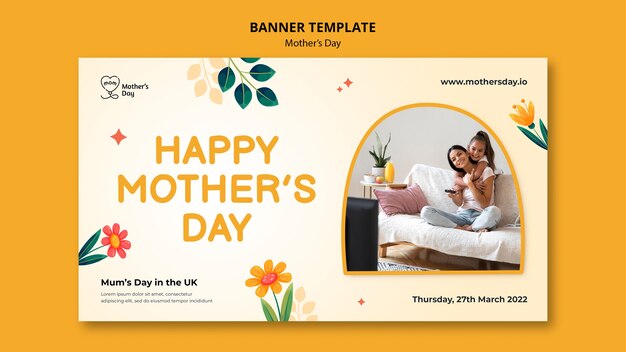 Modello di banner per la festa della mamma realistico
