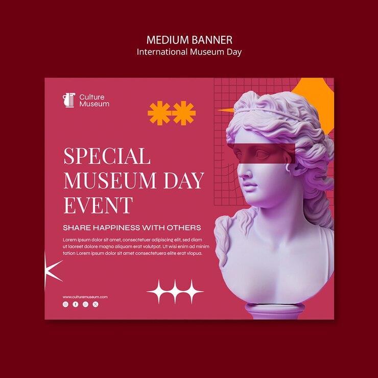 PSD gratuito modello di banner per la giornata internazionale dei musei