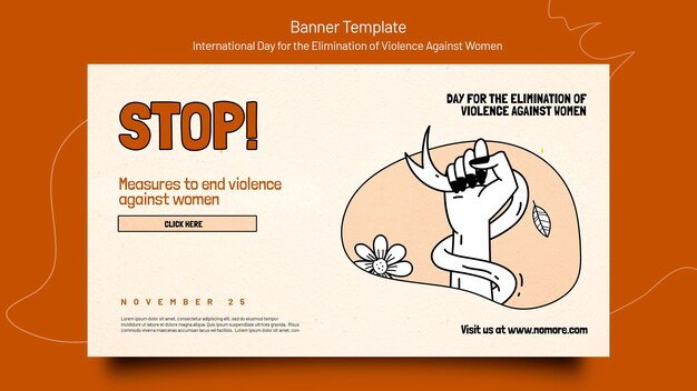 Modello di banner per la giornata internazionale per l'eliminazione della violenza contro le donne