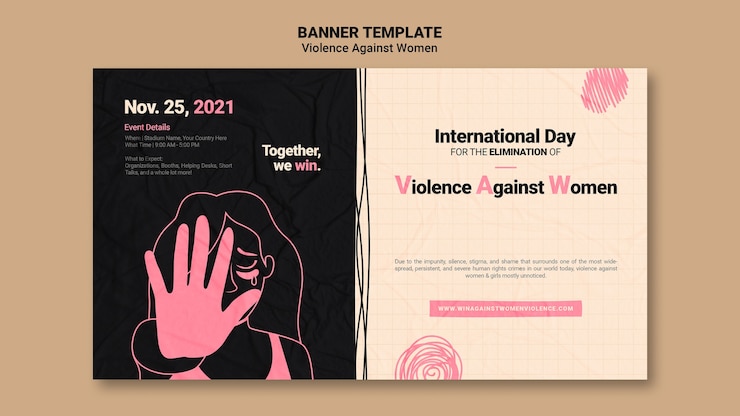 PSD gratuito modello di banner per la giornata internazionale per l'eliminazione della violenza contro le donne