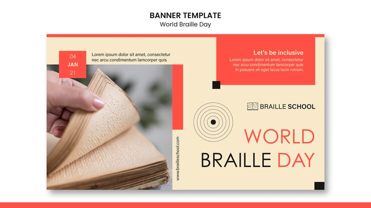 PSD gratuito modello di banner per la giornata mondiale del braille