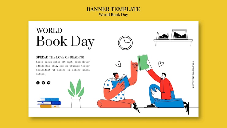 PSD gratuito modello di banner per la giornata mondiale del libro