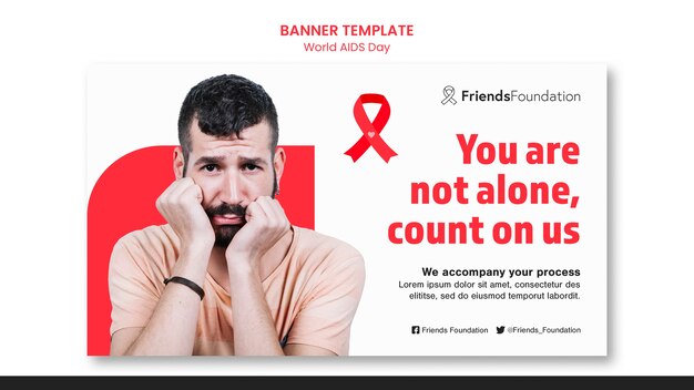 Modello di banner per la giornata mondiale dell'AIDS con dettagli rossi