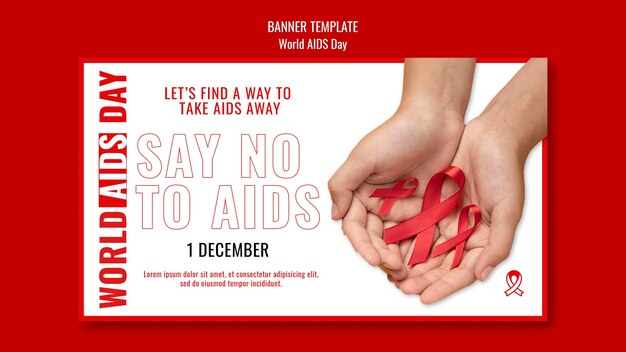 Modello di banner per la giornata mondiale dell'AIDS con dettagli rossi