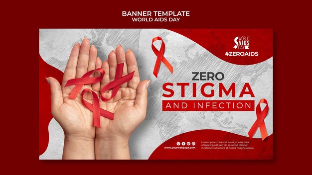 Modello di banner per la giornata mondiale dell'AIDS con dettagli rossi