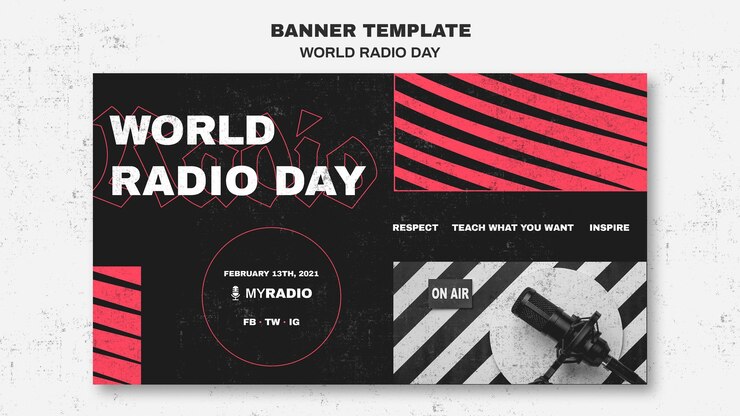PSD gratuito modello di banner per la giornata mondiale della radio