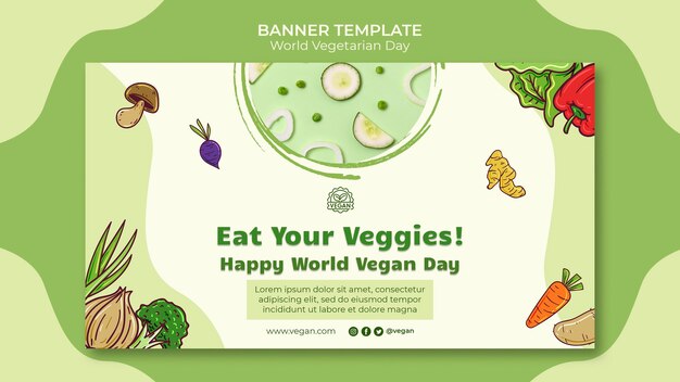 Modello di banner per la giornata mondiale vegetariana