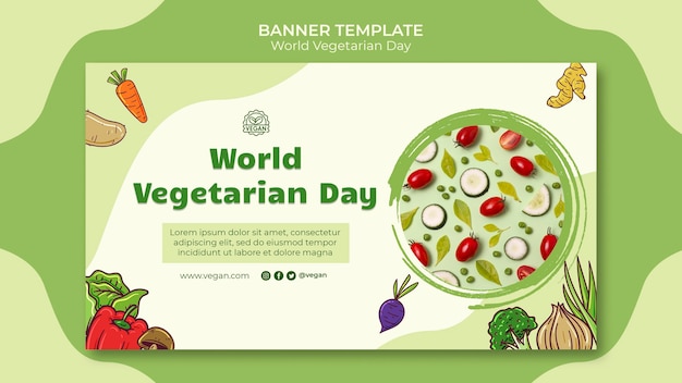 Modello di banner per la giornata mondiale vegetariana