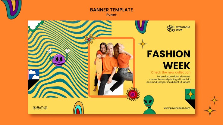 PSD gratuito modello di banner per la settimana della moda