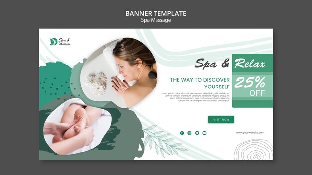 Modello di banner per massaggio termale con donna