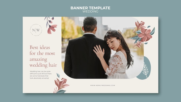 Modello di banner per matrimonio floreale