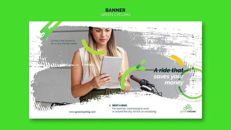PSD gratuito modello di banner per mountain bike verde