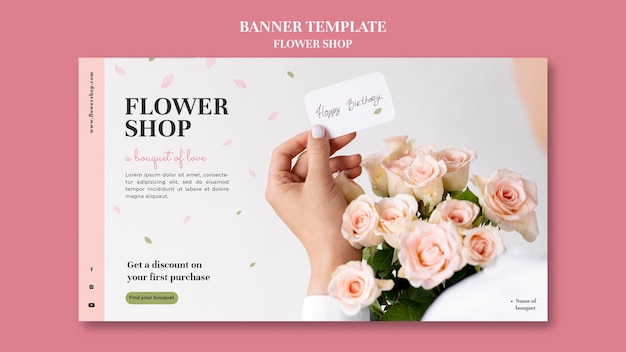 Modello di banner per negozio di fiori