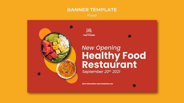 Modello di banner per ristorante con ciotola di cibo sano