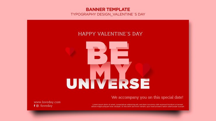 PSD gratuito modello di banner per san valentino con cuori