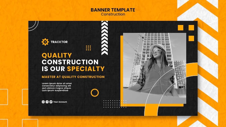 PSD gratuito modello di banner per servizi di costruzione