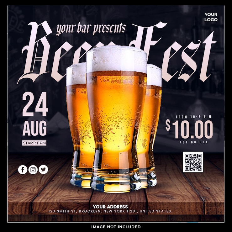 PSD gratuito modello di banner per social media del volantino della festa della birra