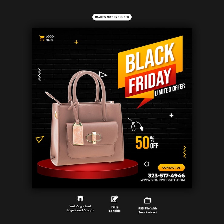 PSD gratuito modello di banner per social media super vendita black friday