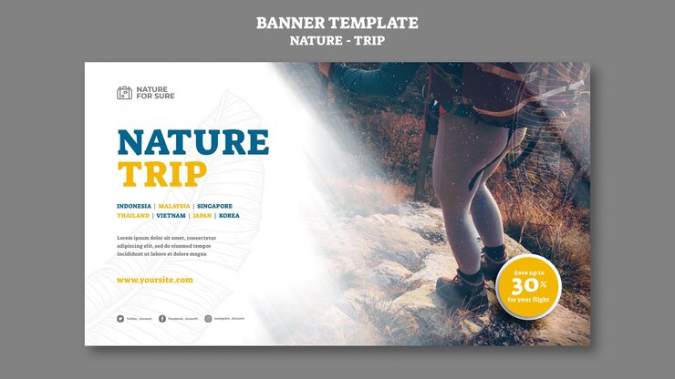 PSD gratuito modello di banner per viaggio nella natura