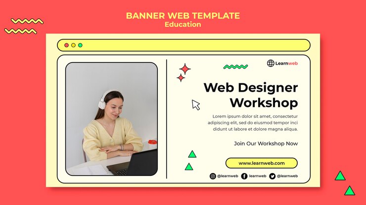 PSD gratuito modello di banner per workshop di web design