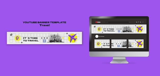 Modello di banner per YouTube di avventure di viaggio