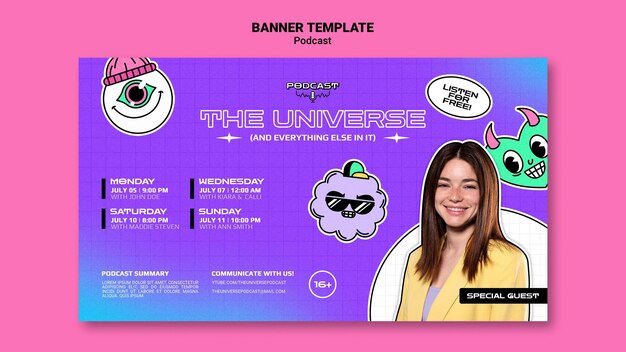 Modello di banner podcast dell'universo