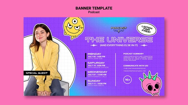 Modello di banner podcast dell'universo