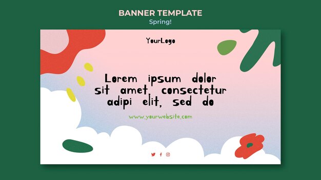 Modello di banner primavera disegnata