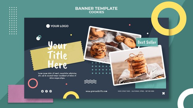 Modello di banner pubblicitario del negozio di biscotti