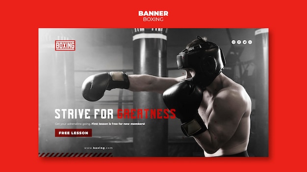 Modello di banner pubblicitario di boxe