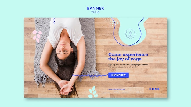 Modello di banner pubblicitario di yoga